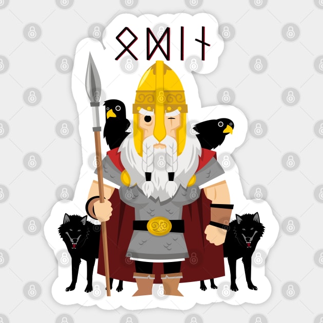 Odin in Runes Sticker by Vikingnerds